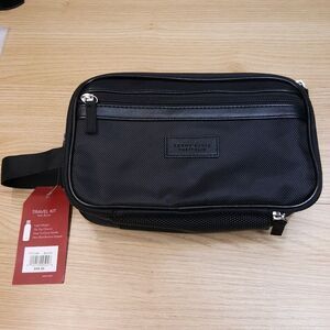PERRY ELLIS Mens Black Case Travel Shave Toiletry Kit Bag Pouch
